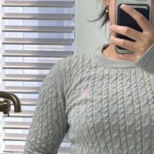 Jack Wills Gray Crew Neck Cable Knit Sweater
